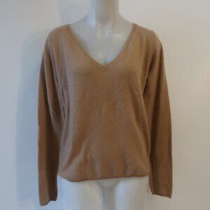 Womens CRUSH 100% Cashmere Camel V-Neck Sweater M